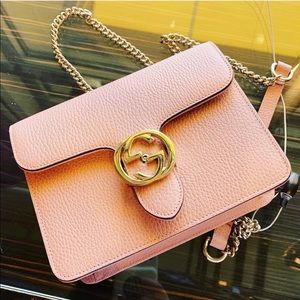 Brand new Gucci dust pink double G chain crossbody